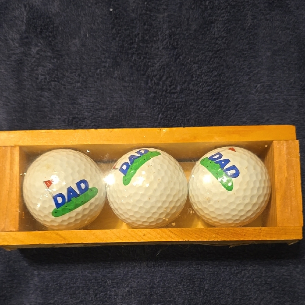Dad Golf Balls Set in Wooden Box